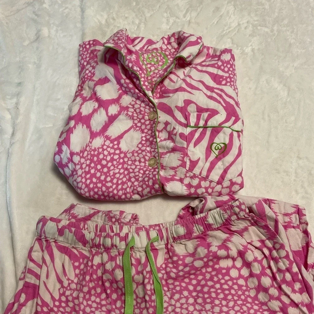 Y2K Victorias Secret Pink Leopard Cotton Pajama Set